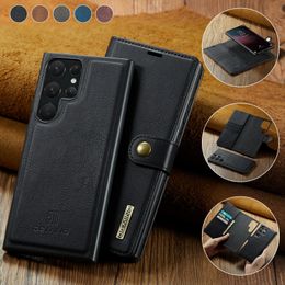 Vintage Flip Leather Wallet Phone Cases Pour Samsung Galaxy S7 S8 S9 S10 S20 S21 FE S22 Plus S23 Ultra Détachable Business Protection Téléphone Couverture Arrière