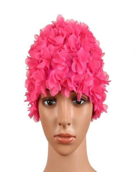 Vintage Floral dames femme bonnet de bain pétale rétro chapeau de bain fleur bonnet de bain attrayant Hat31634471784043