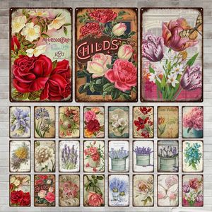 Vintage bloemen metalen tinnen bord tuin woonkamer keukenclub bar aanrecht huis muur decoratie tin poster cadeau 30x20cm w03