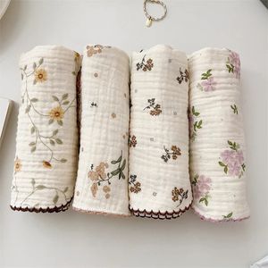 Vintage floral moussins de toilette en mousseline pour bébé serviettes pour bébé absorbant soft lingettes Baby Musline Squares 30x30cm 240322
