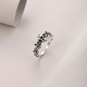 Vintage bloemenpaar Punk Rings For Women Skull Hip Hop Verklaring Metal Gothic Man Woma Fashion Jewelry 220719