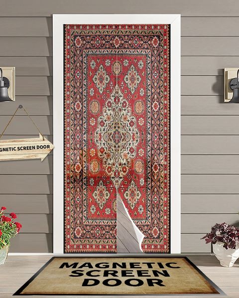 Vintage Flower Indian Bohemian Magnetic Door rideau salon Chambre de chambre Mosquito Proof Curtain 240426