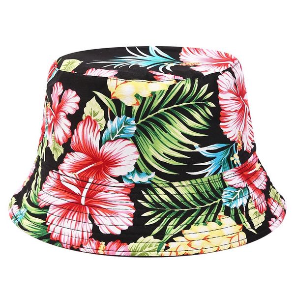 Chapeau de seau à imprimé floral vintage Femme pêcheur chapeau de plage d'été chapeaux de soleil de pêche réversibles pour femmes