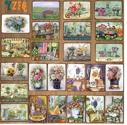 Vintage Flowers Gardens Metal schildertekens Lavendel Truck Art Poster Bord Wall Decor Pub Restaurant Huis Retro Country Art Farmhouse Decor Plaat 30x20cm W03