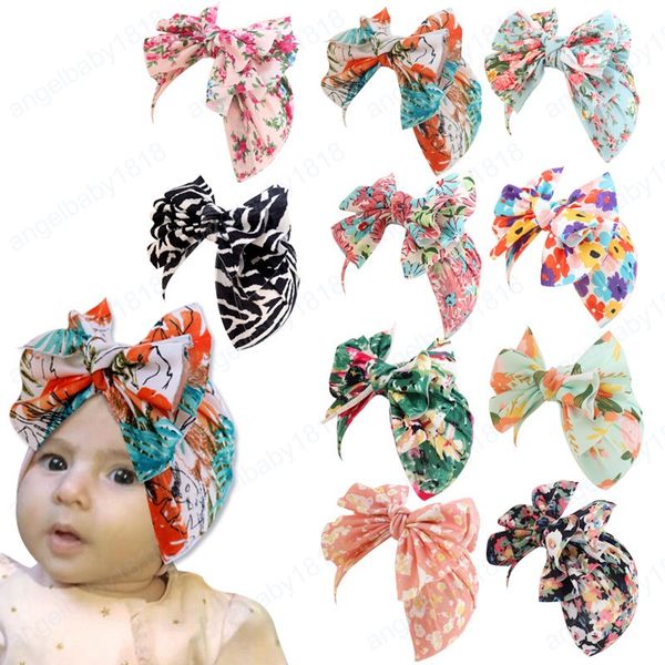 Chapeaux à nœud papillon à motif de fleurs Vintage pour tout-petits, jolis nœuds imprimés, bonnets pour bébé, couvre-chef pour nourrissons, cadeaux d'anniversaire, accessoires de photographie