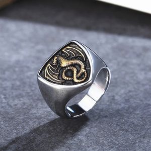 Vintage Flying Dragon Ring Nordic Viking 14K Gold Dragon Anneaux pour hommes Femmes Punk Biker Jewelry Amulet Cadeau