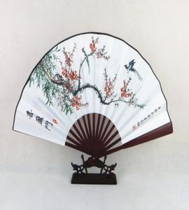 Ventilateur de main pliant vintage traditionnel artisanat décoratif chinois peinture grand fan de soie bambou pour hommes 1pcs2041342