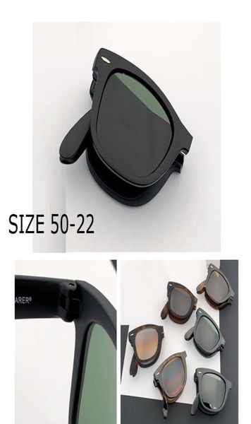 Vintage pliant de lunettes de soleil pour hommes femmes verres de soleil en classique carré pliable G15 Glass Lens Design UV400 Eyewear Gafas de Sol9367351
