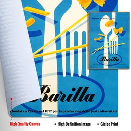 Vintage Fooddrink Affiches publicitaires Italien Pasta Wall Art Canvas Painting Kitchen Imprimer Pictures de salon Décoration de la maison