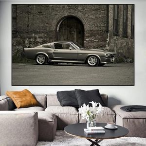 Vintage Ford Mustang Shelby GT500 Spier Auto Canvas Schilderij Poster Prints Wall Art Pictures voor Woonkamer Home Decor cuadros