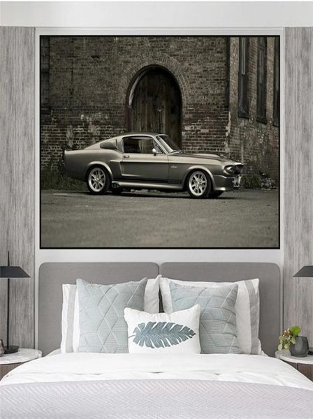 Vintage Ford Mustang Shelby GT500 Muscle Car lienzo pintura póster impresiones imágenes artísticas de pared para sala de estar decoración del hogar Cuadros5945456