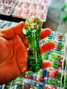 Vintage Freezable Glycerin 4inch Glow in The Dark Glass Pipah Hookah Bong Smoking Pipes Oliebrander met Bowl kan klantlogo