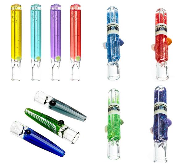 Vintage glycerine congelable GLITTER One Hitter GLASS Smoking Pipe Hookah Bong peut mettre le LOGO du client par DHL UPS