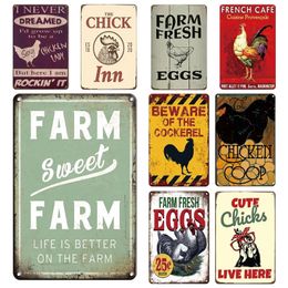 Panneaux métalliques Vintage d'œufs frais, méfiez-vous du coq, affiches en métal drôles de ferme, autocollants muraux rétro, poulet, maison, ferme, jardin, décoration de la maison, 30x20cm w01