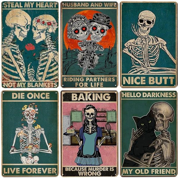 Vintage Funny Nice Butt Skeleton Retro Tin Signs Plaque Home Office Restaurant Classroom Toilet Farmhouse Bathroom Decor 20cmx30cm Woo