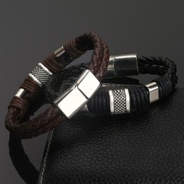 Bracelet en cuir authentique vintage pour hommes bracelet tissé à la main