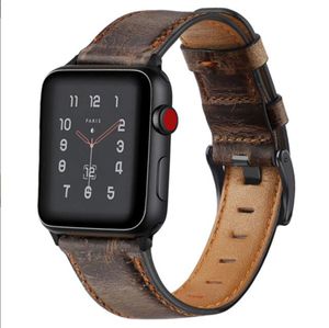 Bands de montre en cuir authentiques vintage Business Casual Universal Iwatch4 Top Caler Cowhide Socle pour Apple Watch 38 / 40mm 42/44mm