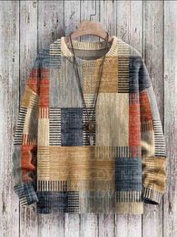 Vintage Geometry Art Impreso Casual Knit Jersey Suéter Mujeres Para Hombres 240301