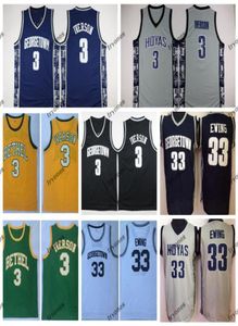 Vintage Georgetown Hoyas Allen Iverson 3 Patrick Ewing 33 Jerseys de basket-ball collégial Bethel High School Green Cousted Shirts4965955