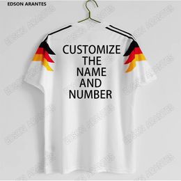 Vintage Duitsland T -shirt Men Diy Naam Nummer Deutschland 1990 Classic Fans Jersey Summer Unisex Short Sleeve T -drop 220704