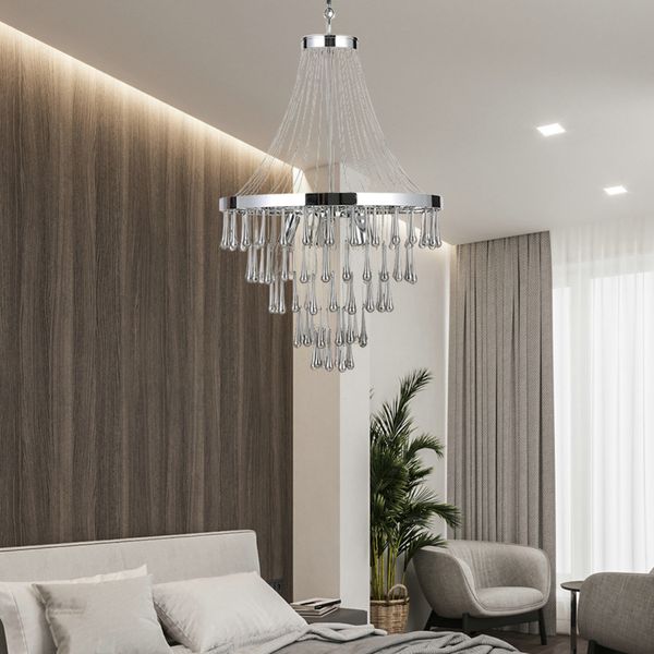Lustre en verre chromé Vintage éclairage lustres lumière moderne pour hôtel rétro luxe style campagnard américain grande lampe à LED