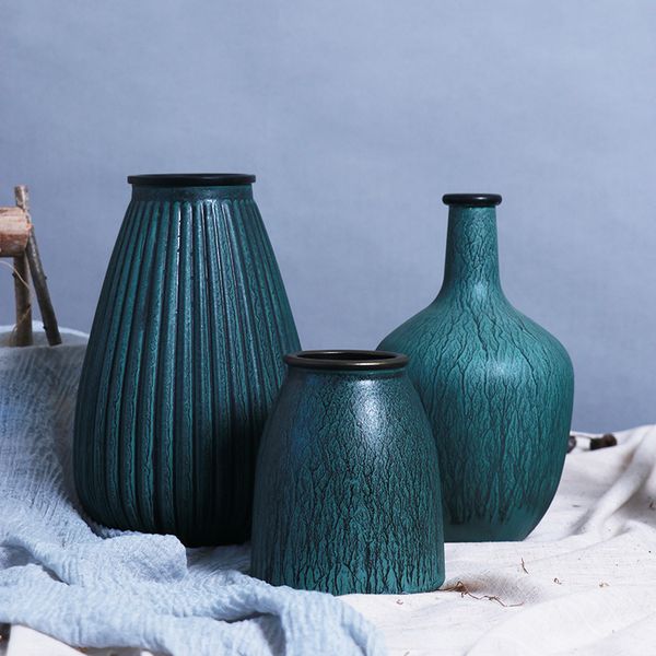 Vase en verre vintage hydroponique aqua européen scandinave argile pot salon arrangement de fleurs céramique antique ancienne vieille