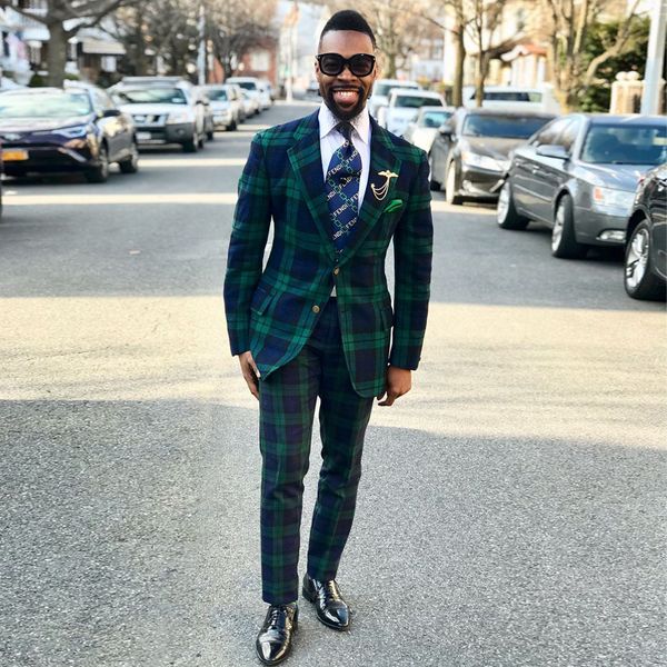 Tuxedos de mariage Vintage à carreaux Glen, 2 pièces, ensemble de costumes pour hommes, vêtements de marié à revers cranté