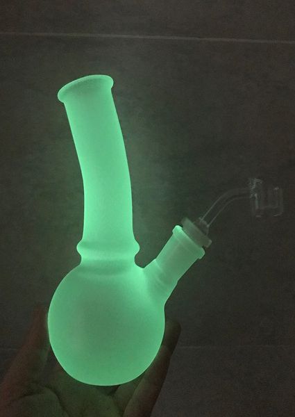 Lueur vintage dans le verre noir Bong Eau fumer narguilé pipe 14mm Joint Bubbler Heady Oil Dab Rigs