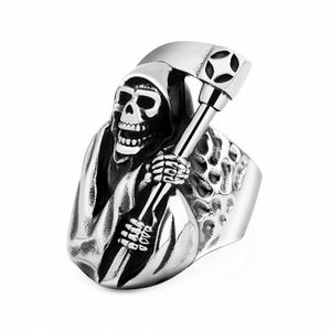 Bague Vintage God Death en acier inoxydable pour homme, bijoux squelette de haute qualité pour adultes
