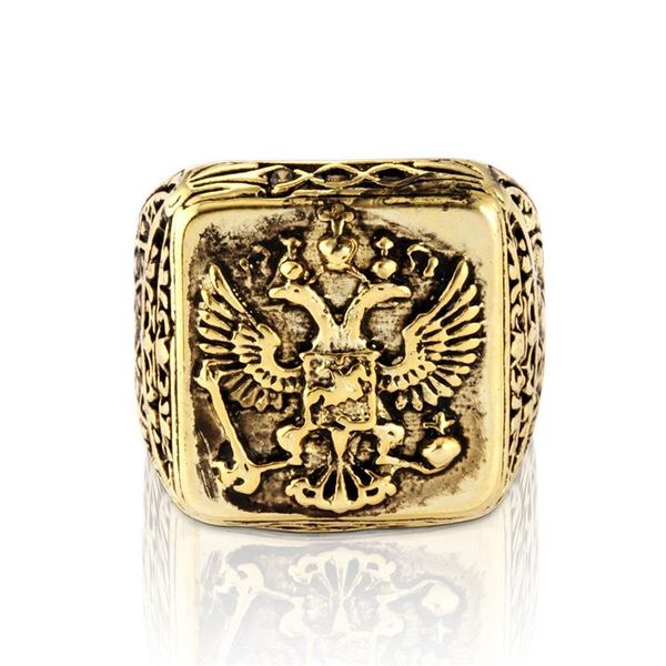 Anneau phoenix en or et argent vintage 316L acier inoxydable pour les hommes dominants bijoux entiers et au détail taille 7-14218E