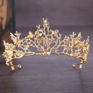 Vintage gouden bruiloft bruids kroon hoofddeksels accessoires tiara bruidsmeisje meisjes strass hoofdtooi hoofdband