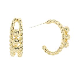 Boucles d'oreilles Vintage en métal couleur or en forme de C pour femmes, bijoux de fête, Double couche, cercle géométrique, à la mode