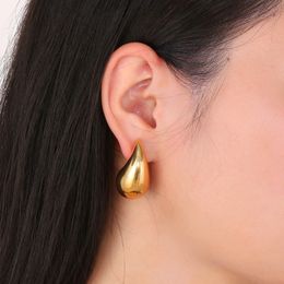 Pendientes de caída de cúpula gruesa de color dorado vintage para mujeres aretes de diseñador brillante titanio acero grueso lágrimas lágrimas joyas clásicas regalos de fiestas de alto valor de alto valor