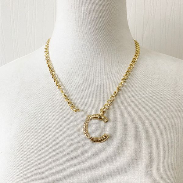 Vintage lettre d'or tour de cou chaîne morceau déclaration collier de luxe concepteur en laiton cuivre matériel pour les femmes de mariage cadeau bijoux B322