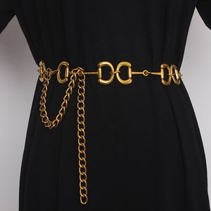 Déclaration de lettres d'or vintage Chaîne Metal Alloy Luxury 2021 Femmes de la ceinture de taille Robe chaîne de chaîne Jean Celt européen Cinturon 439