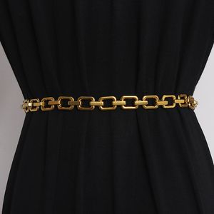Déclaration de lettres d'or vintage Chaîne Metal Alloy Luxury 2021 Femmes Taist Belt Link Chain Robe Jean Belt European Cinturon 372