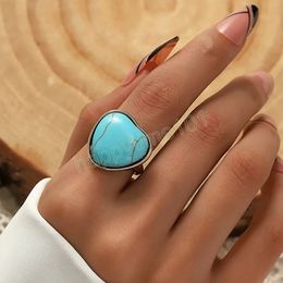 Vintage Vergulde Hart Turkoois Ringen voor Vrouwen Boheemse Leuke Blauwe Steen Hand Midi Vinger Ringen Partij Sieraden Gift