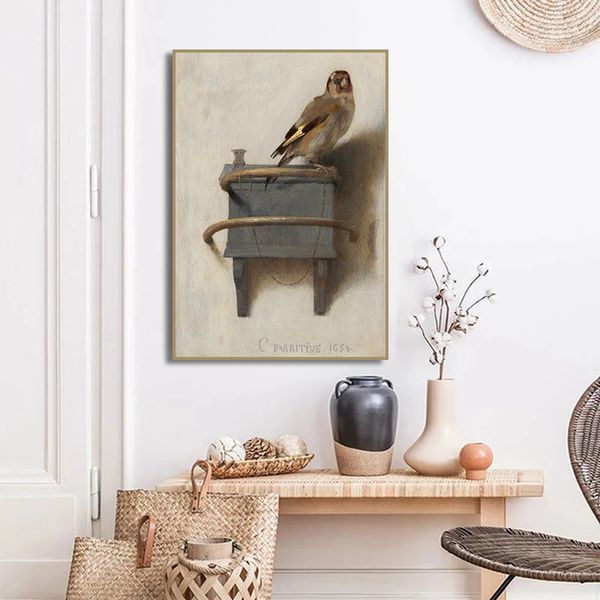 Vintage Goldfinch Landscape Bird Flower Mur Toile Peinture Nordic Affiches Impressions murales Pictures de mur pour décoration de salon