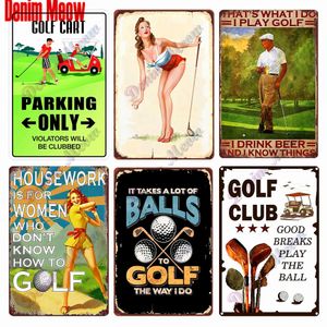 Vintage Golf Life Metal Painting Plate Wall Art Speel Golf Pin Up Girl Tekenen Retro The Golf Decoration Plaque Club Pub Home Decor Plate 30x20cm W03