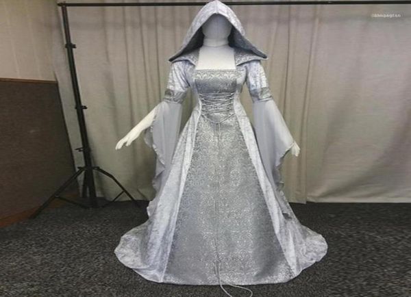 Vestido gótico vintage estilo medieval Cosplay Festival Ropa Mujer Boho Romántico Maxi Corte TrajeG711563395