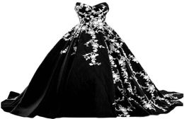 Vintage Gothic Black and White Robes de mariée 2021 Sweetheart Blendal Garden Country Bridal Ways Balays plus