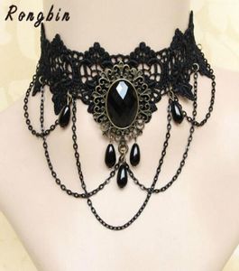 Vintage gothique noir dentelle Collier ras du cou pour femmes fleur Chocker déclaration Collier Bijoux Femme Collier Collares8507392