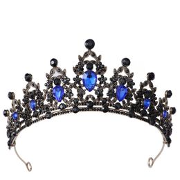 Vintage gothique noir diadème couronnes cristal strass mariage cheveux accessoires reine princesse couronne tête bijoux