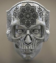 Vintage Gothic Cool Men 316L roestvrijstalen gestoomde schedelring voor mandala romantiek Indiase religieuze ring sieraden fietser ring maat 1688317