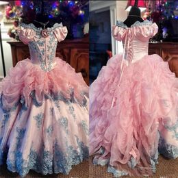 Robes gothiques Vintage à fleurs pour filles, Corset rose Blush à lacets, petite princesse Victoria, robe de Communion pour bébés filles