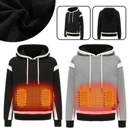 Vintage gotische verwarming hoodies gezellige oplaadbare lange mouw streetwear losse jassen zacht 3 warmteniveaus lichtgewicht verwarming jack 231226