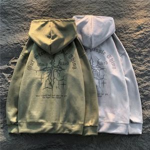 Sweat-shirt à capuche gothique vintage pour hommes, imprimé graphique, en daim, Harajuku, vêtements de Couple, surdimensionnés, unisexes, 240131