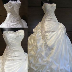 Vintage Gothique Blanc Noir Cristaux Sirène Robes De Mariée Perlée Chérie Sans Bretelles Ruché Longues Robes De Mariée De Luxe Vestidos de Novia