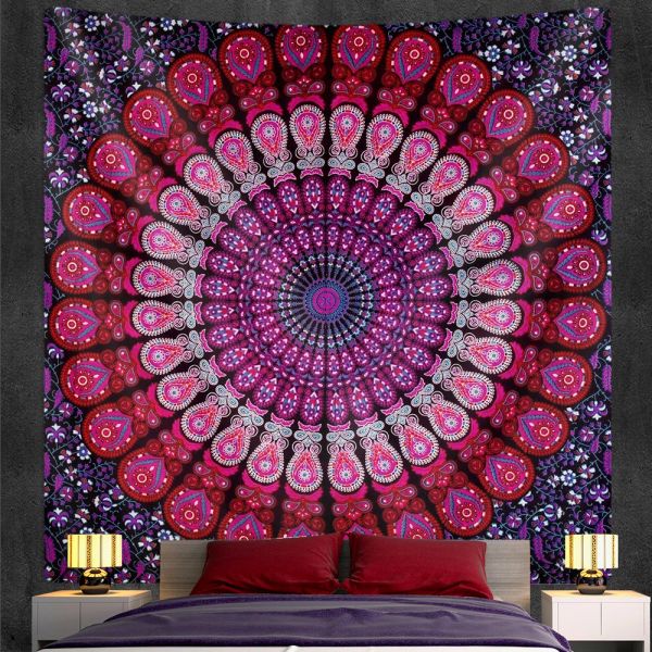Vintage Gradient Tapestry Home décor de scène psychédélique indienne Mandala Tapestry Hippie Bohemian Decor Sheet Yoga Mat