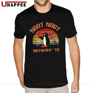 Vintage Graphic Noot Pingu Shirt Hombres Haga sus propias mangas cortas Red O-cuello Tees Shirts 210707